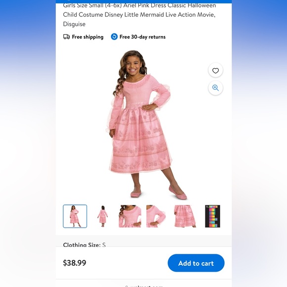 Pink little mermaid dress. Live action. Excellent condition. - Picture 4 of 4